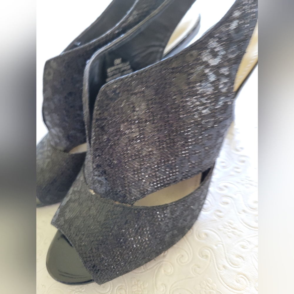 Bandolino Mirabella Women"s Sz 6 peep toe black animal print - Picture 4 of 15